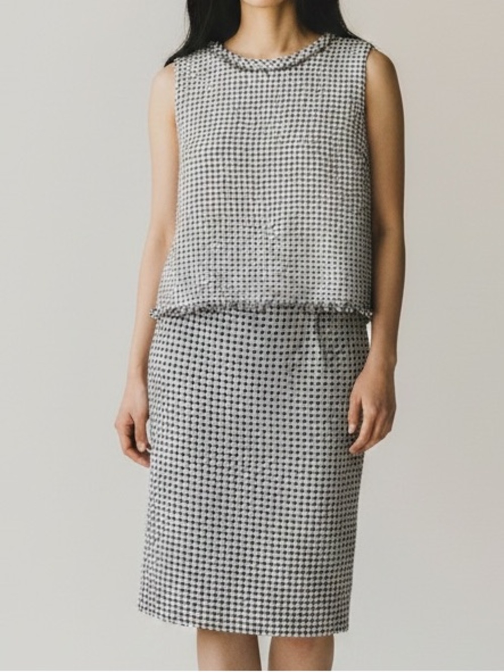 Brooks Brothers Black White Tweed 2 Piece Skirt Suit Set Size 14